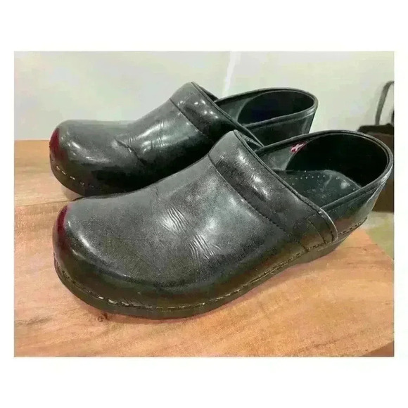 Sanita Signature Original Black Sparkle Glitter Patent Leather Danish Clog,sz 39 - Picture 4 of 14